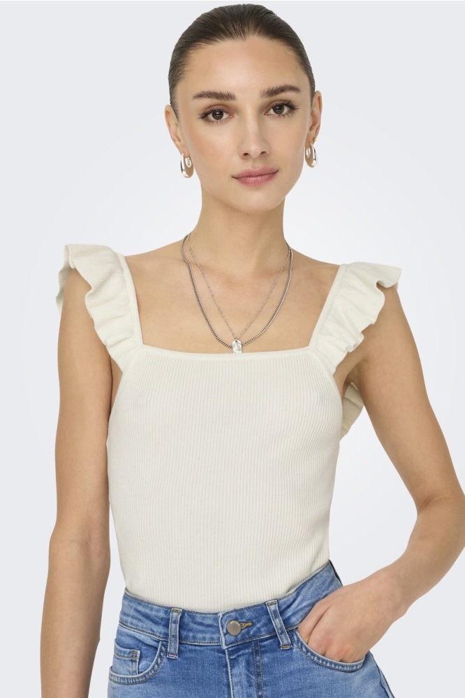 JDYNANNA S/L SQUARE NECK FRILL TOP 15351809 CLOUD DANCER